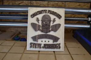 Custom wood Concrete Finisher plaque for Steve Jennings